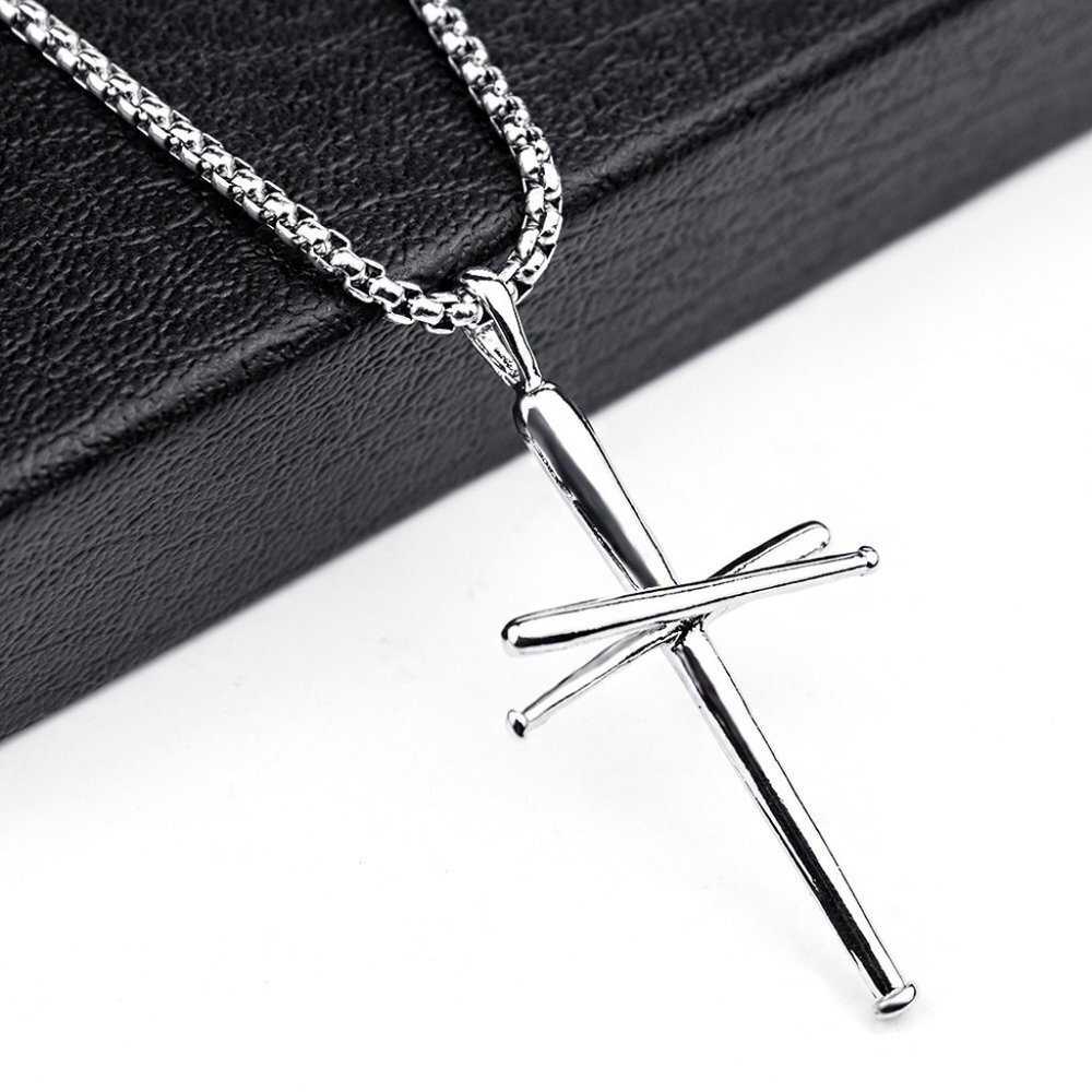 ❤️Punk rivet nail cross couple pendant necklace for women/men, N90201P218